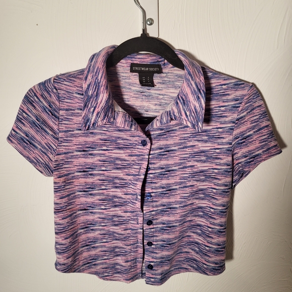 Streetwear Society Tops - Streetwear Society Women's Pink and Blue Top